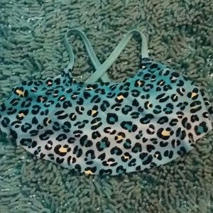Turquoise leopard print bathing suit